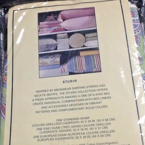 2 Ralph Lauren Greenvale Paisley 100% Cotton KING Pillow Shams in Green + Purple - Picture 10 of 10